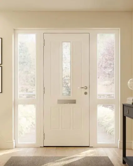 White Warwick composite door with clear glass