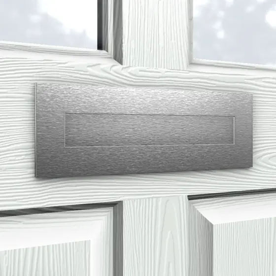 Contemporary composite door letterplate